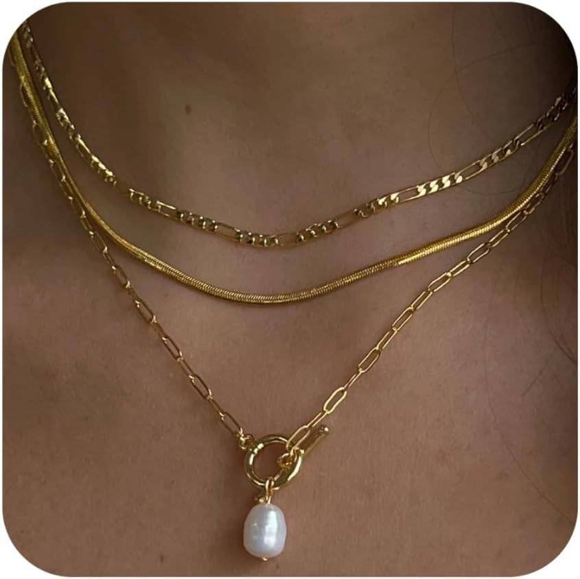 Pearl Pendant Layered Necklace - Gold