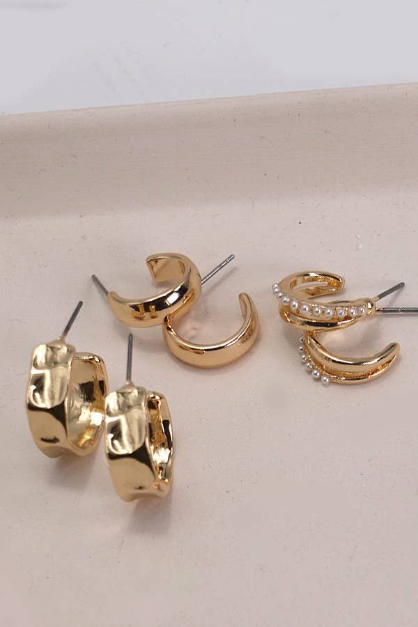 Pearl Trio Huggie Hoops