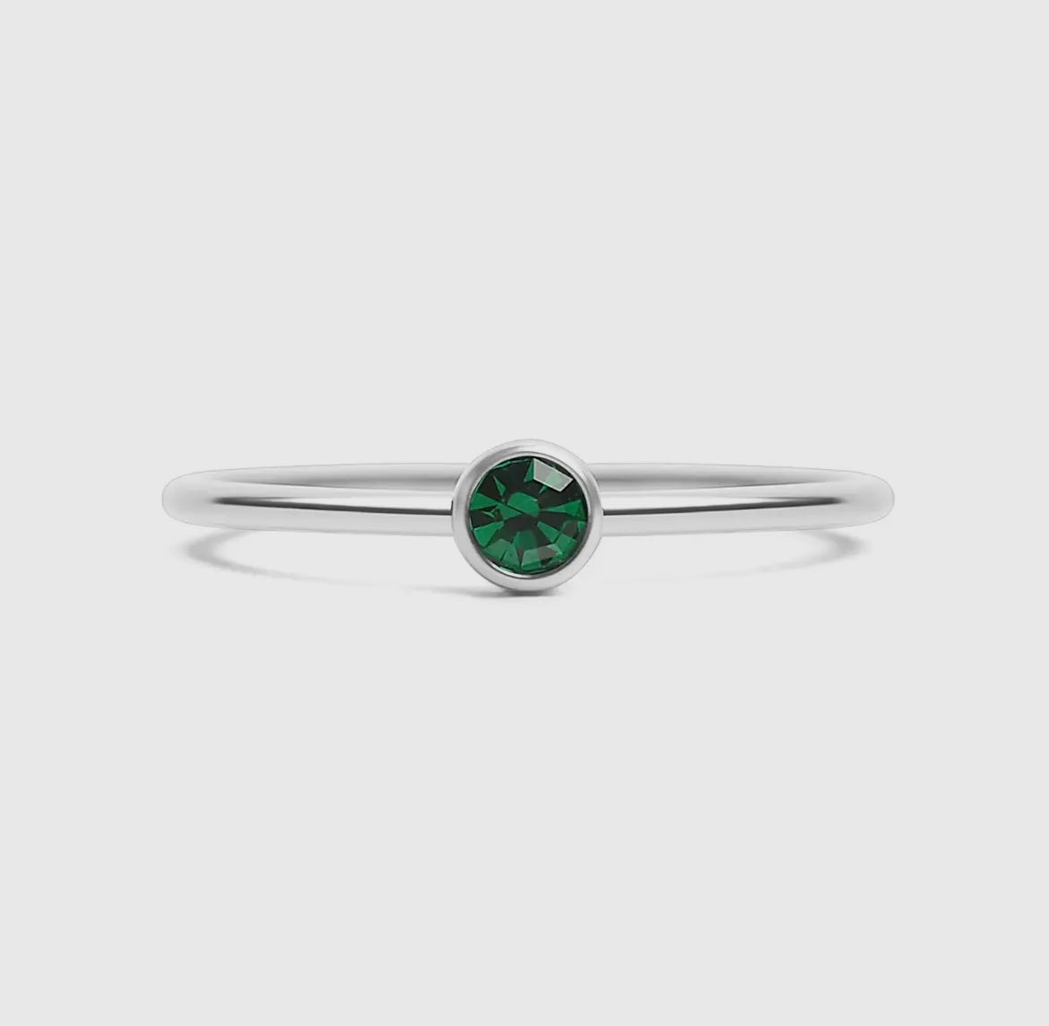 Stainless Steel Birthstone Stacking Ring