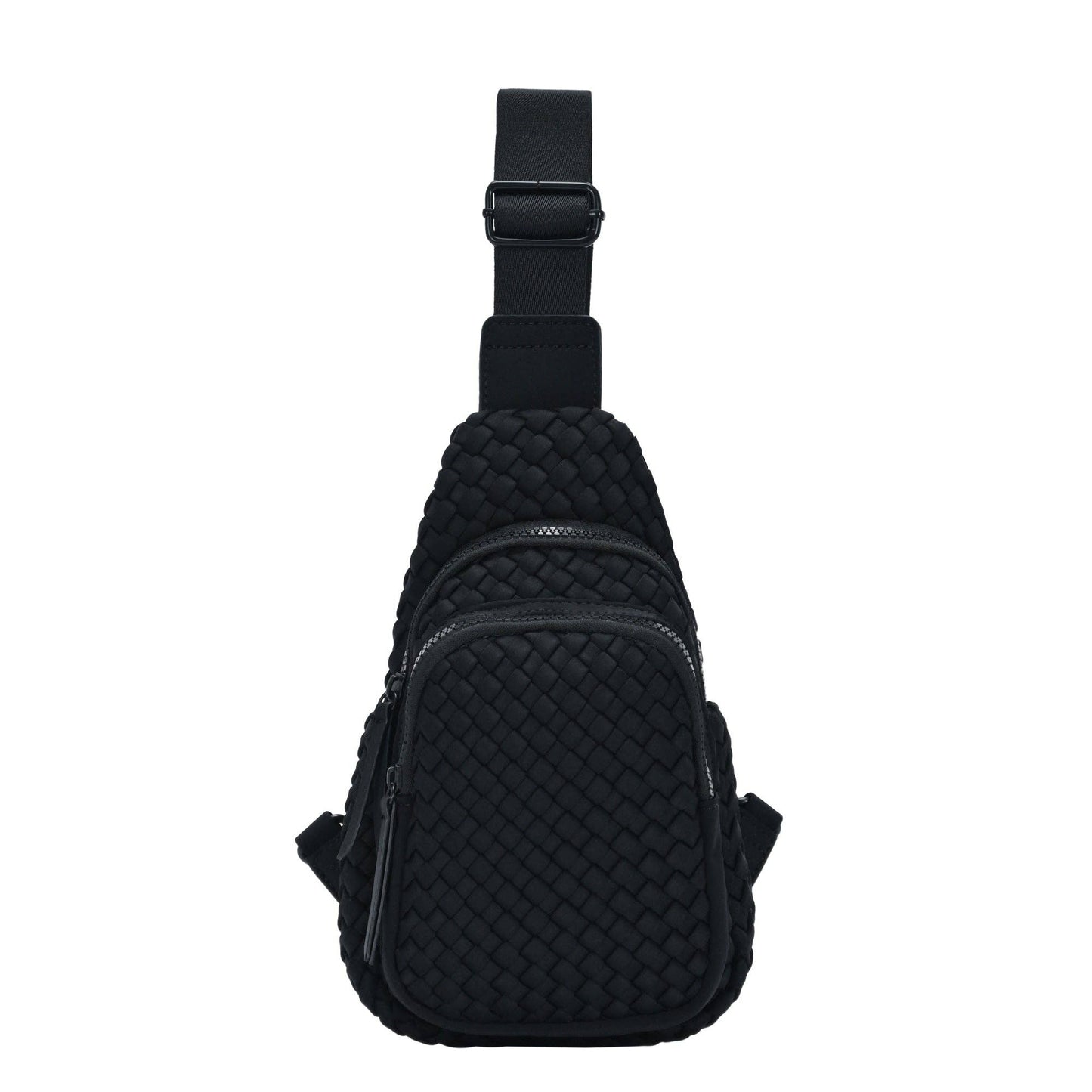 Marie Neoprene Woven Sling Bag: Black