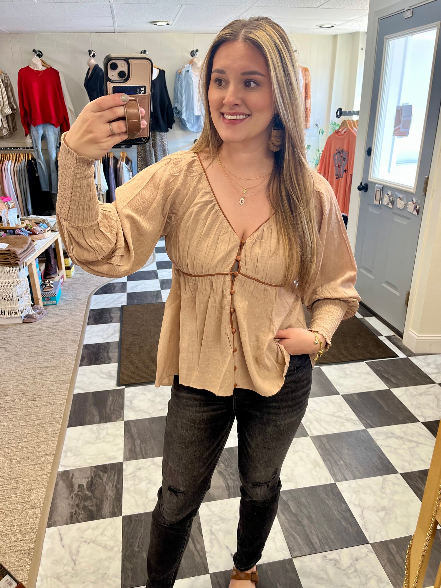 Thea Blouse - Taupe
