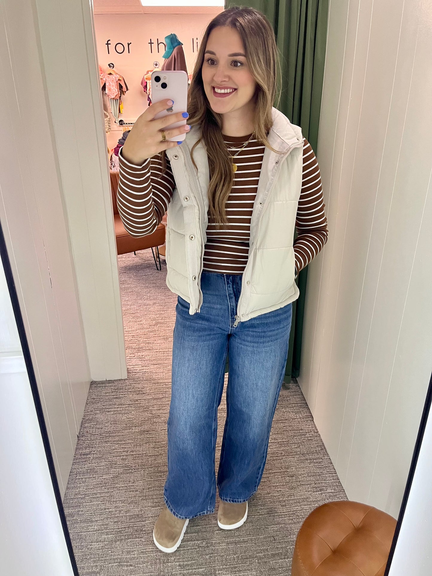 Lanae Striped Long Sleeve - Brown/White