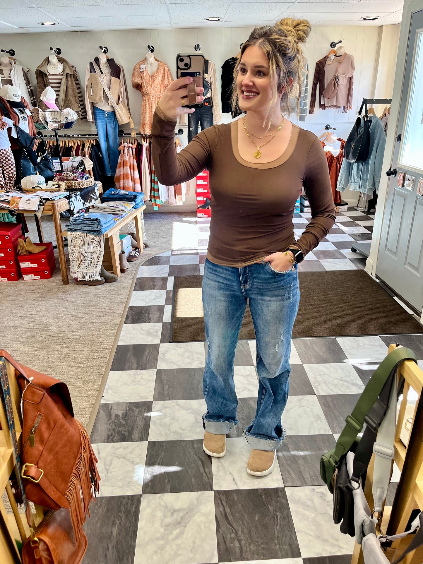 Soni Mesh Long Sleeve - Mocha/Brown