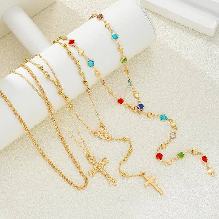Multi Stone Lariat Layer Necklace