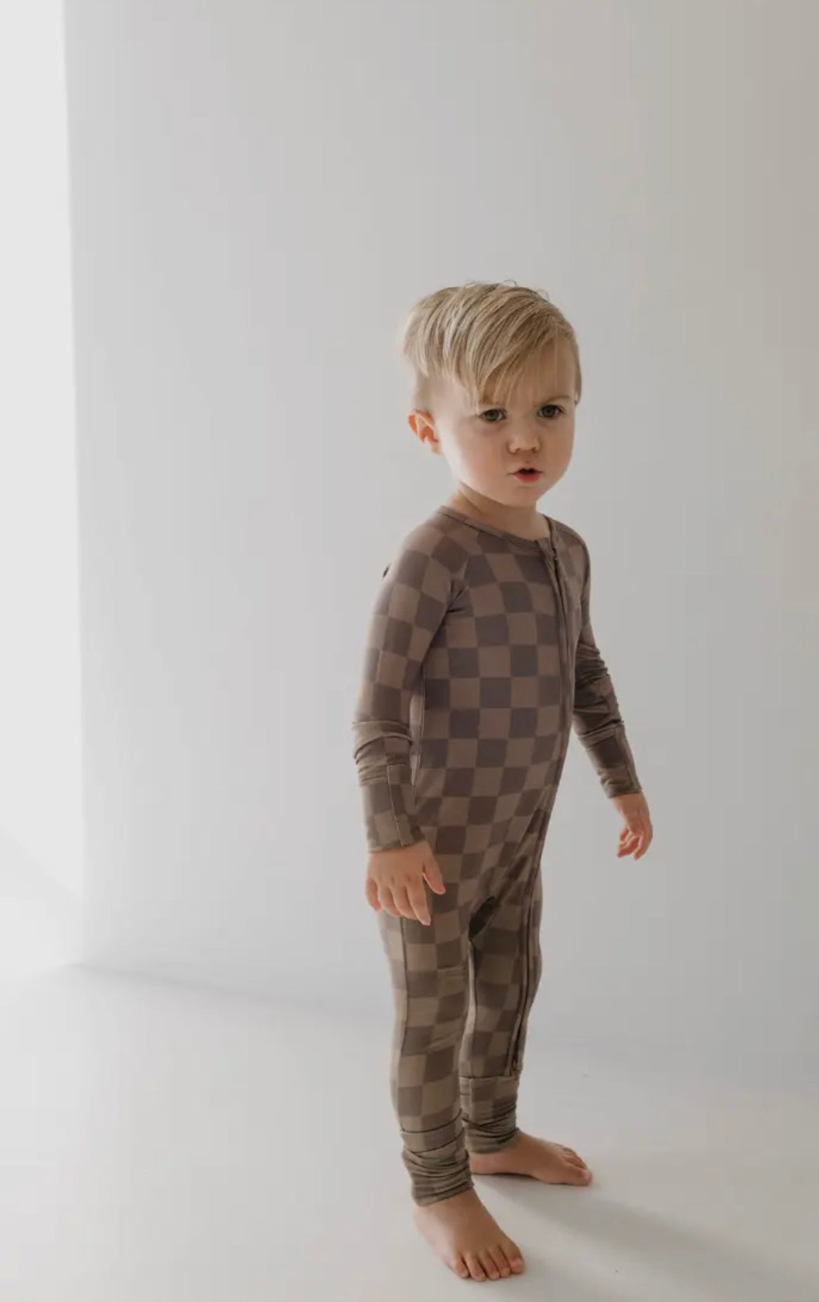 Faded Brown Bamboo Zip Pjs