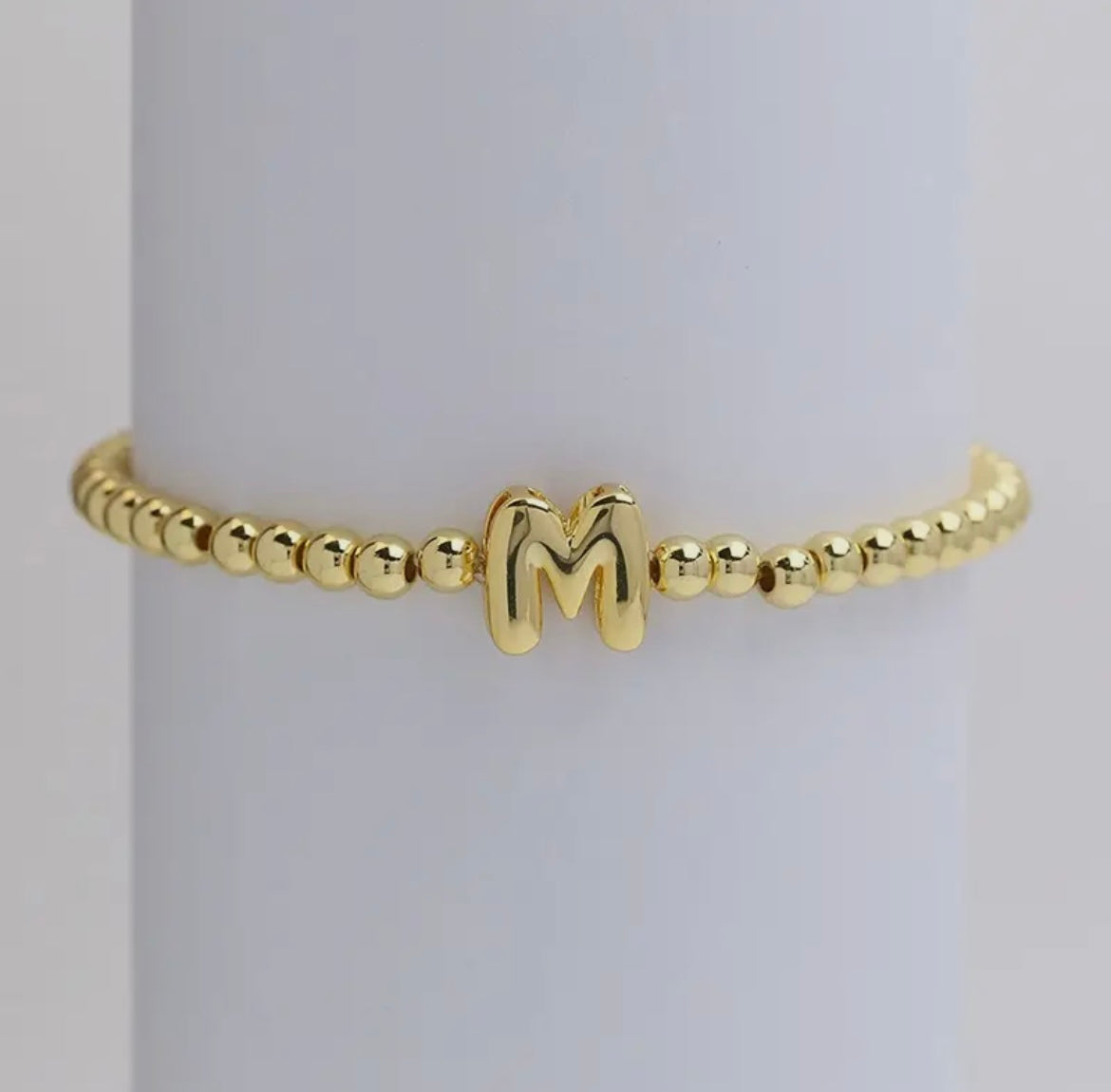 Initial Beaded Bracelet - Gold