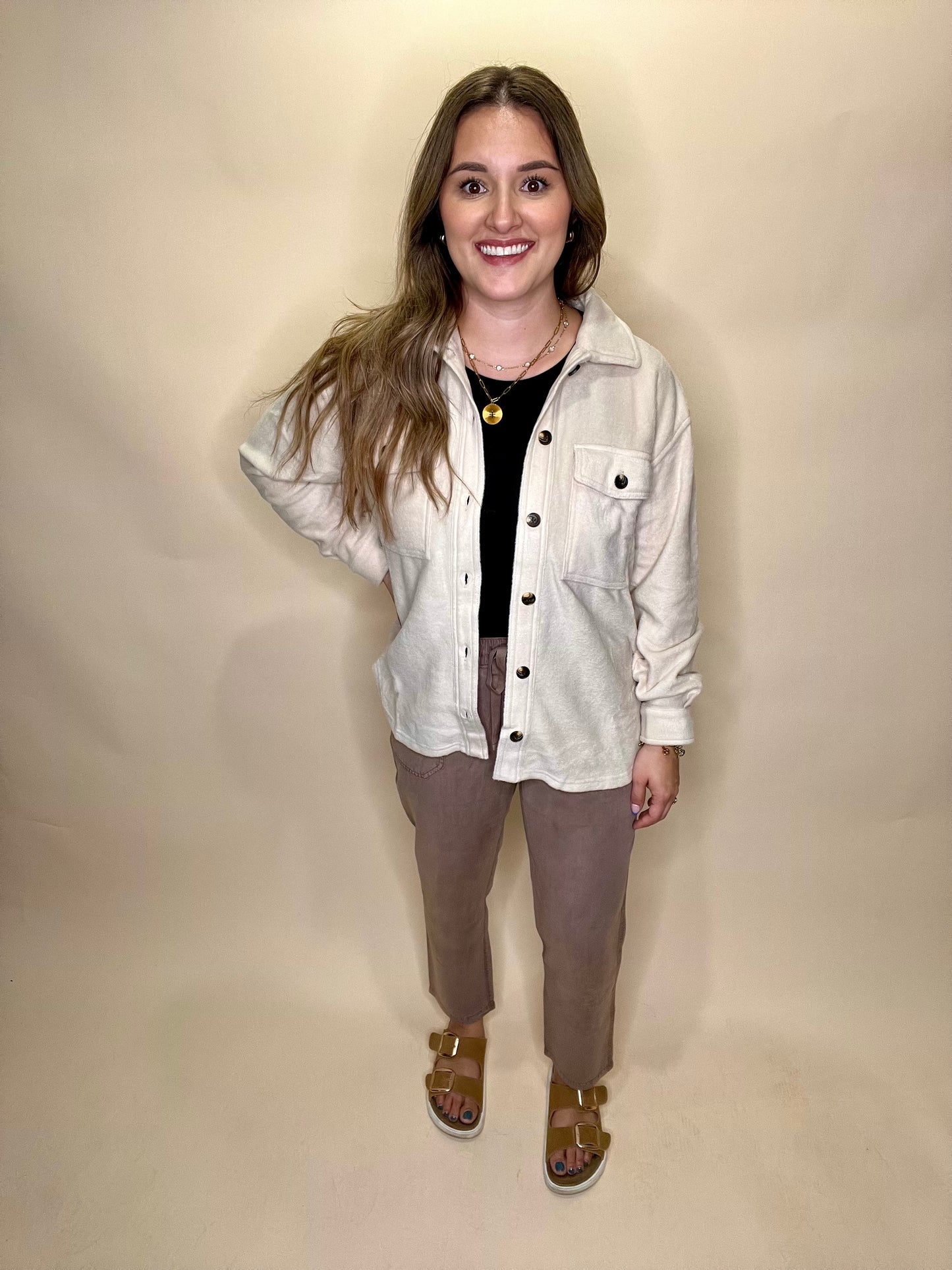 Ivy Button Up Jacket - Cream