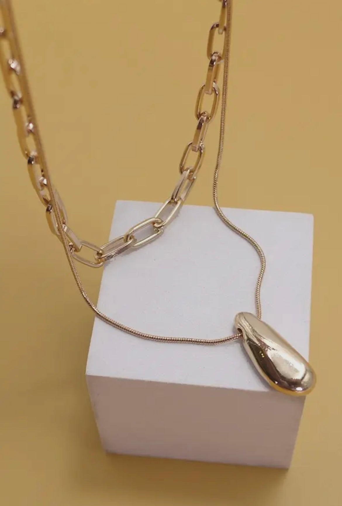 Double Layer Chain & Pendant Necklace