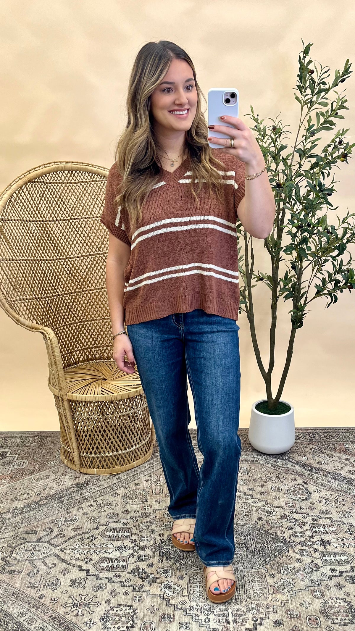 Chandler Vneck Sweater - Terracotta