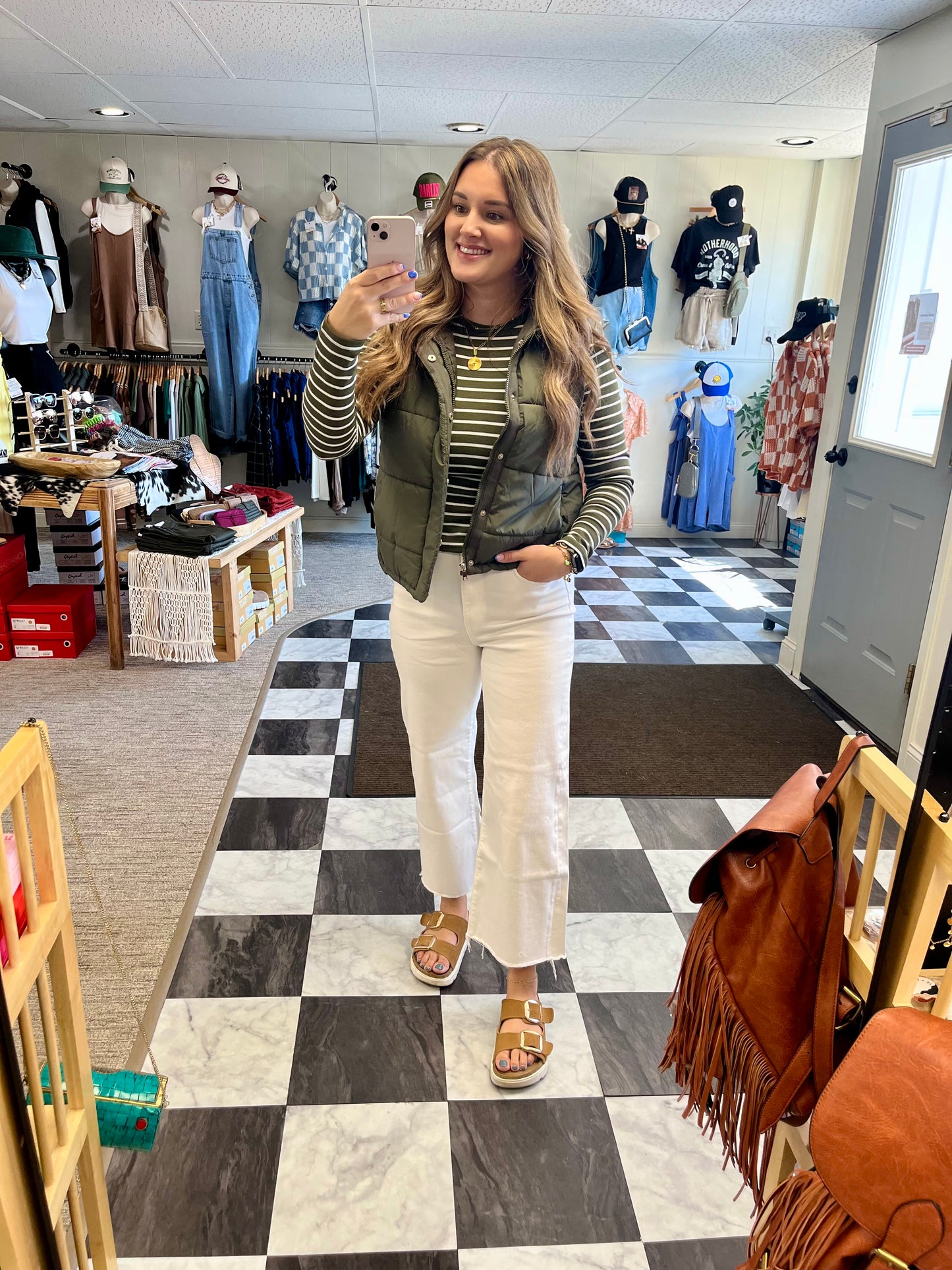 Lanae Striped Long Sleeve - Olive/White