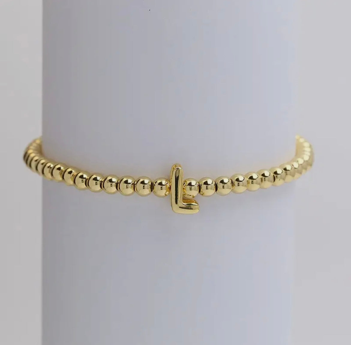 Initial Beaded Bracelet - Gold