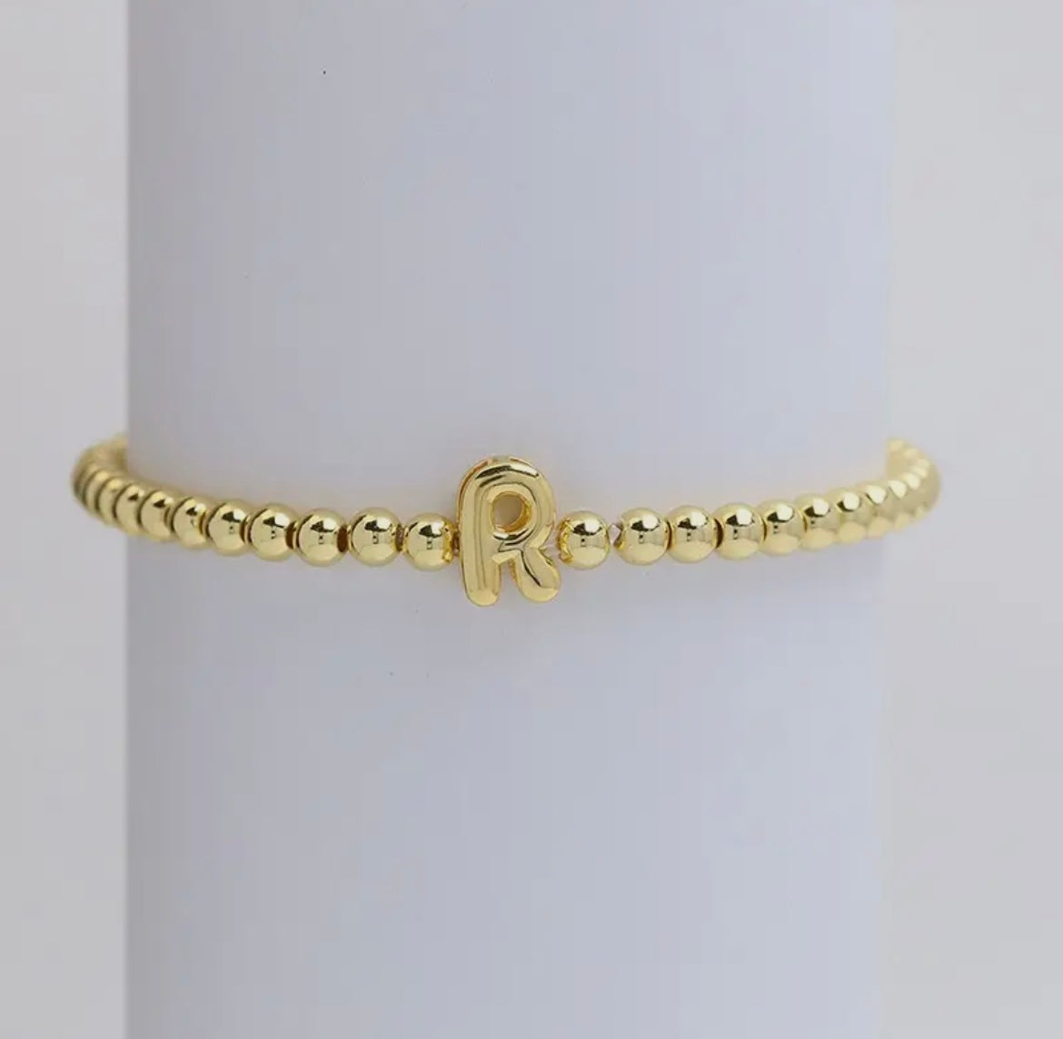 Initial Beaded Bracelet - Gold