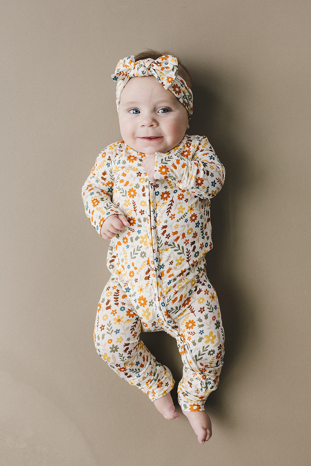 Bamboo Zip Romper | Fall Flowers