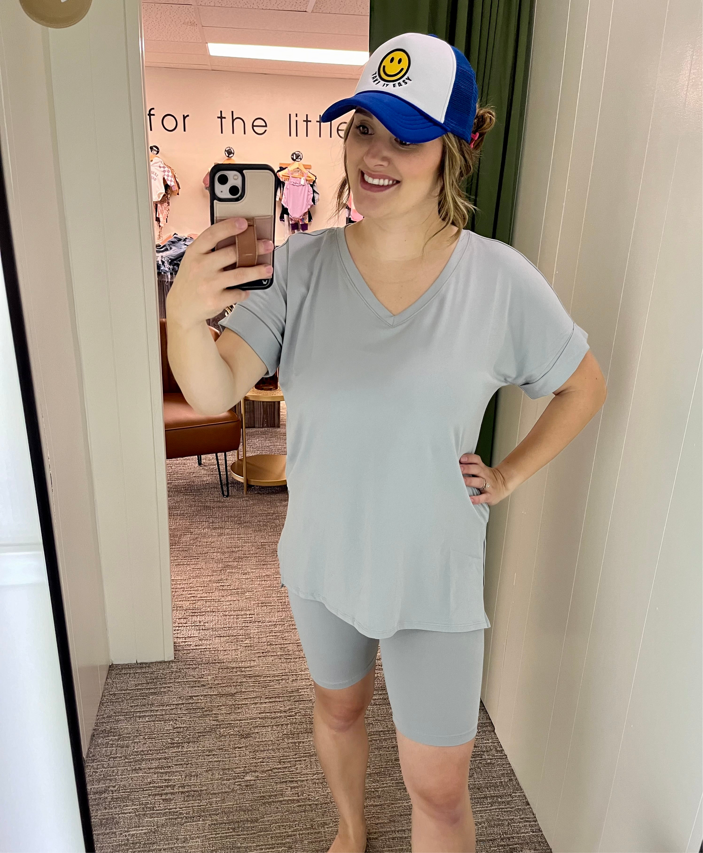 Serena Top & Biker Shorts Set - Gray