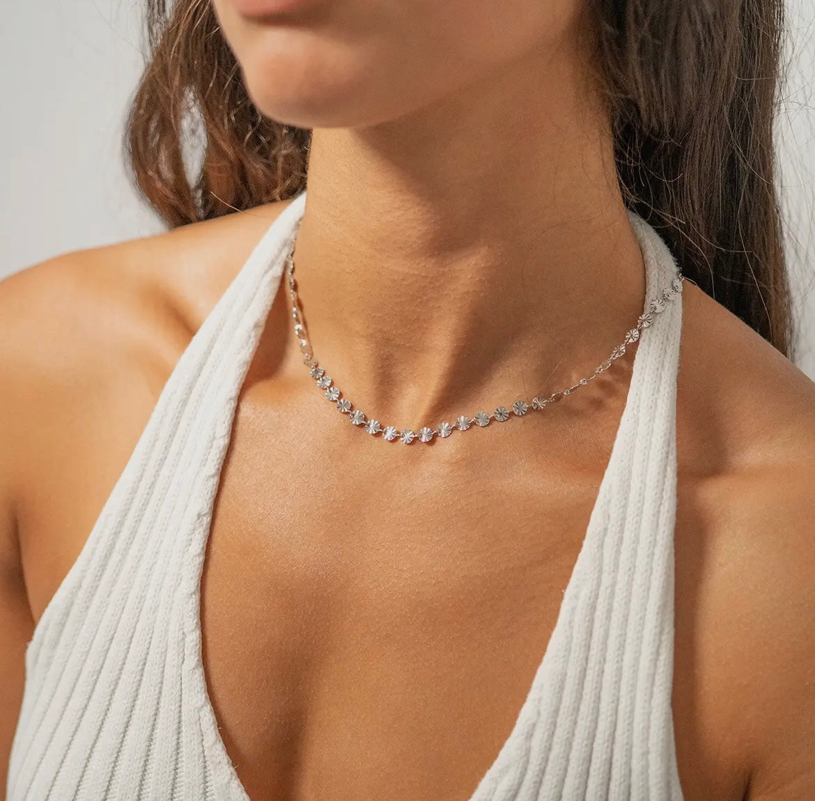 Sunburst Chain Necklace - Stainless Steel
