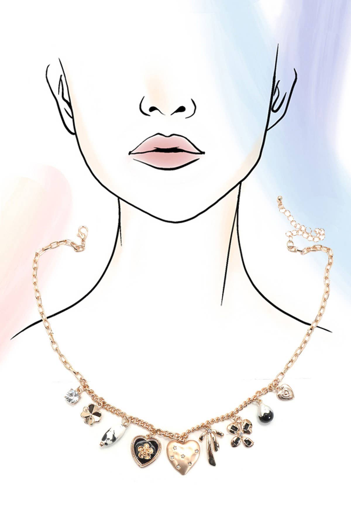 Pearl Charm Necklace - Gold