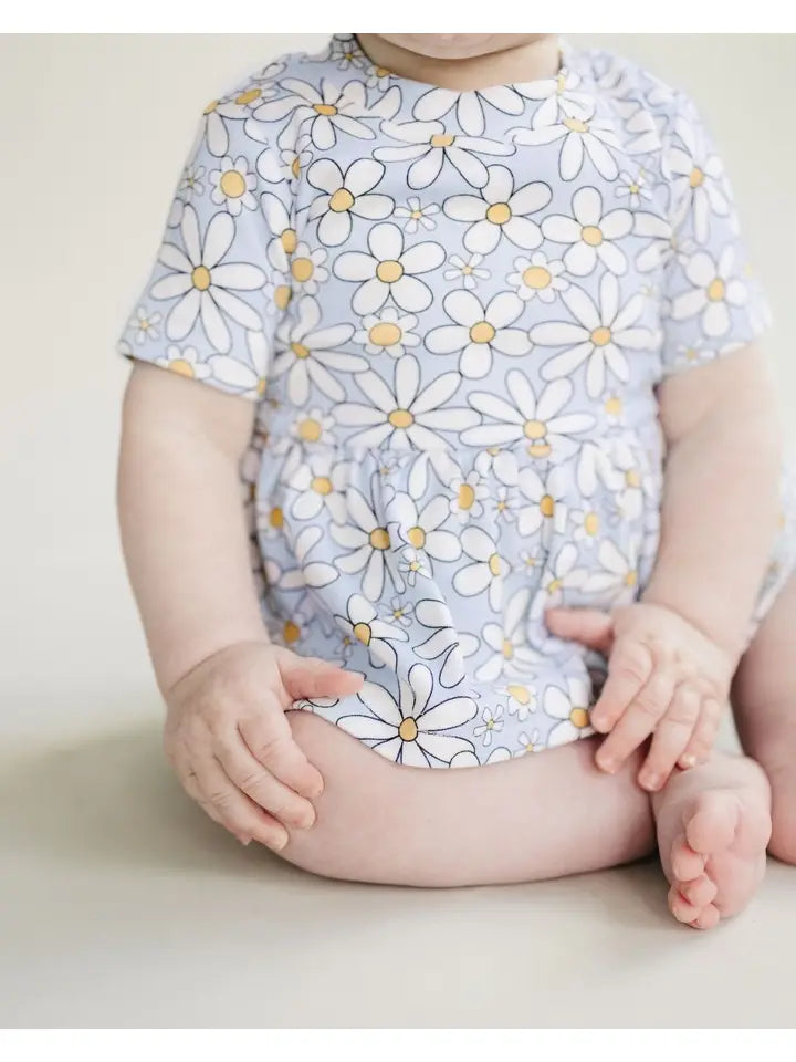 Peplum Top & Shorts Set - Blue Daisy