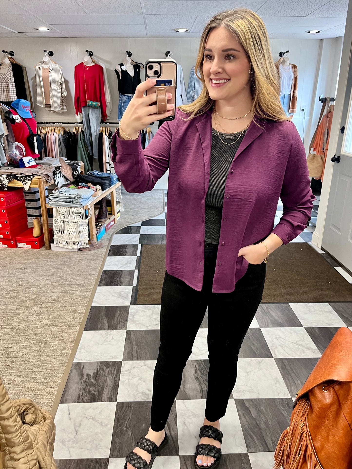 Eve Button Up - Purple
