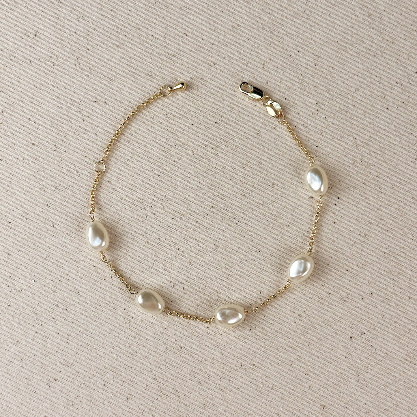 Spaced Baroque Pearl Bracelet - 18k Gold