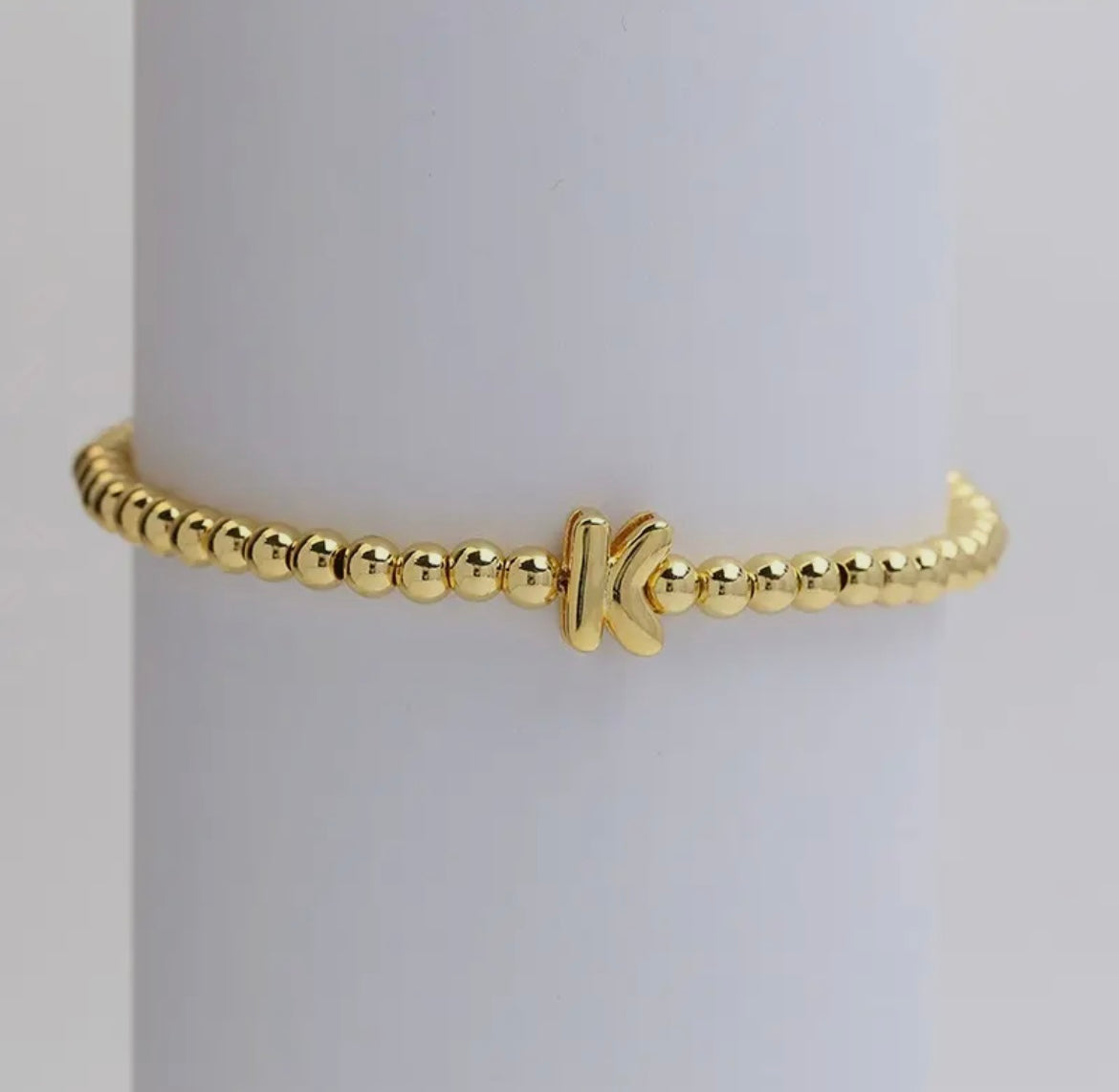 Initial Beaded Bracelet - Gold