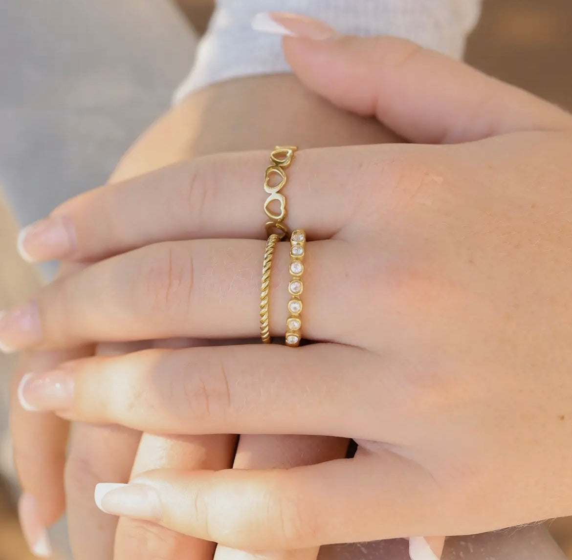 18K Gold Beaded Ring