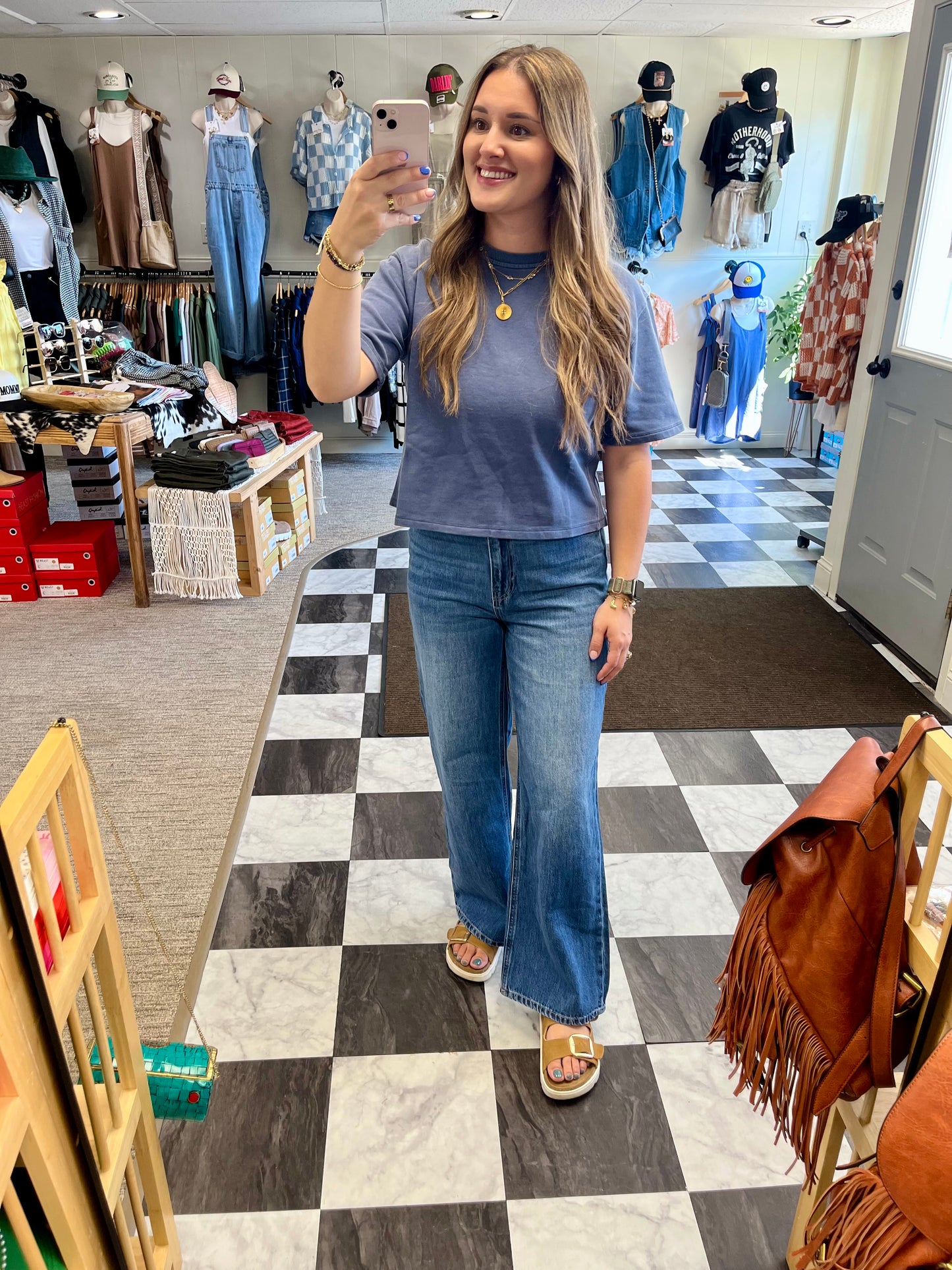 Willa Washed Terry Top - Navy