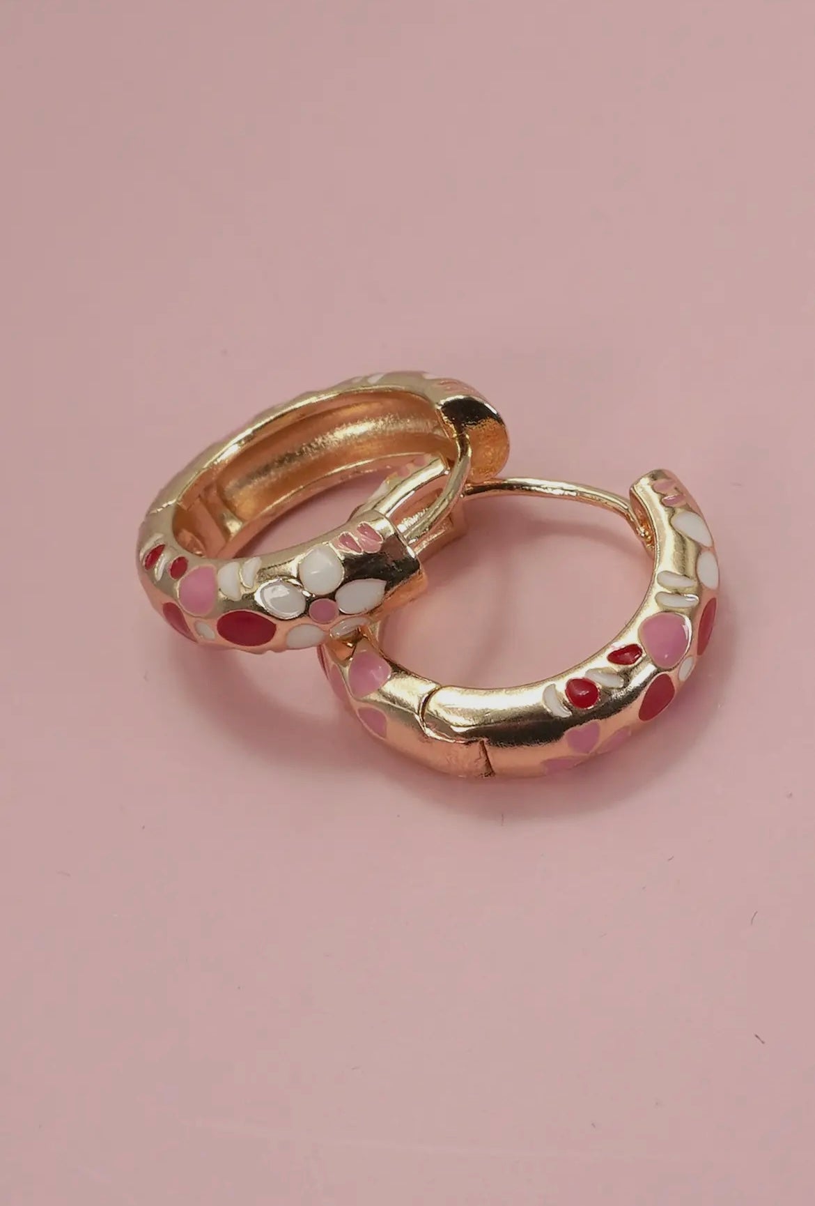 Flower Hoop Earrings - Pink
