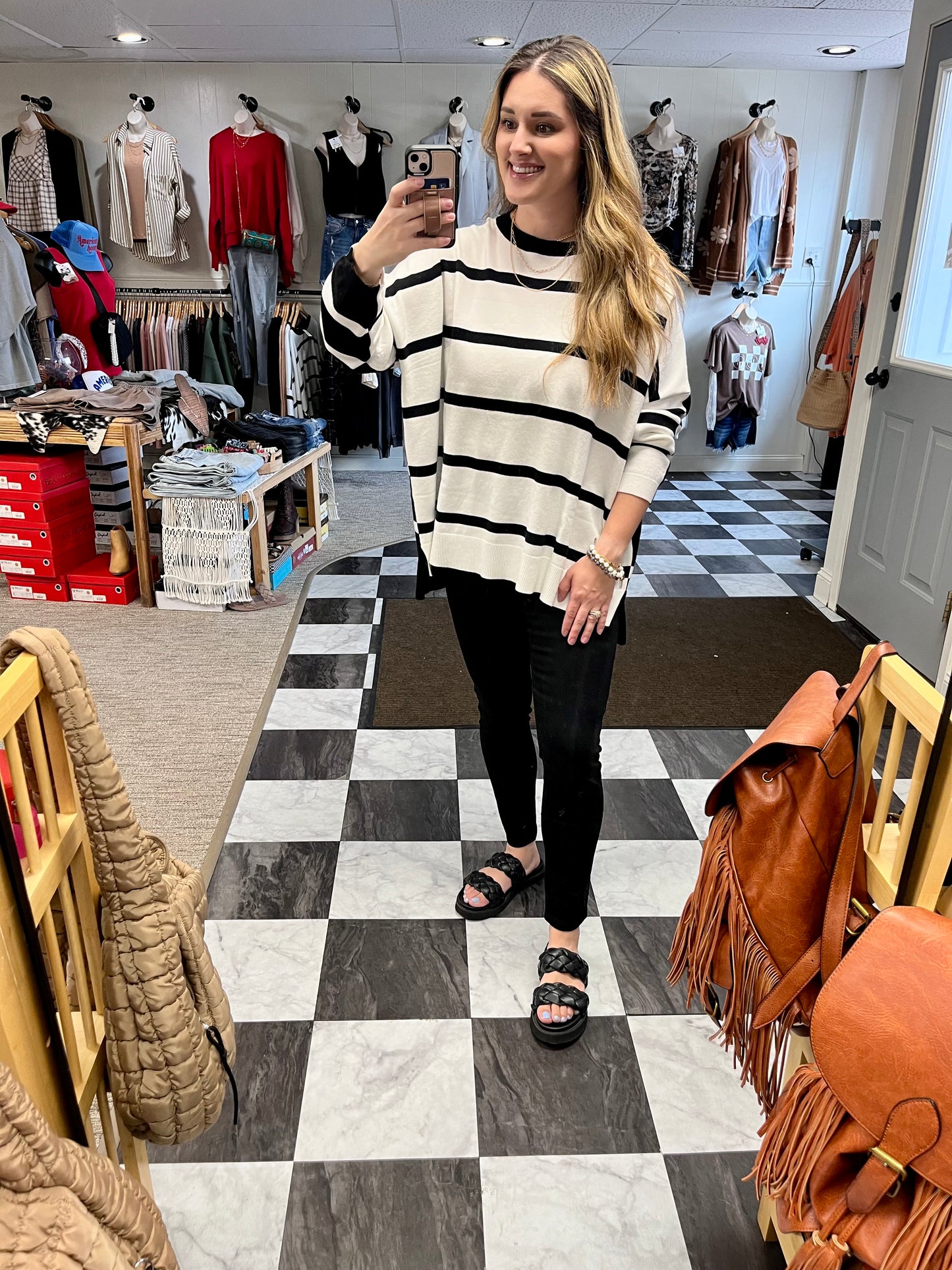 Camille Sweater - White/Black