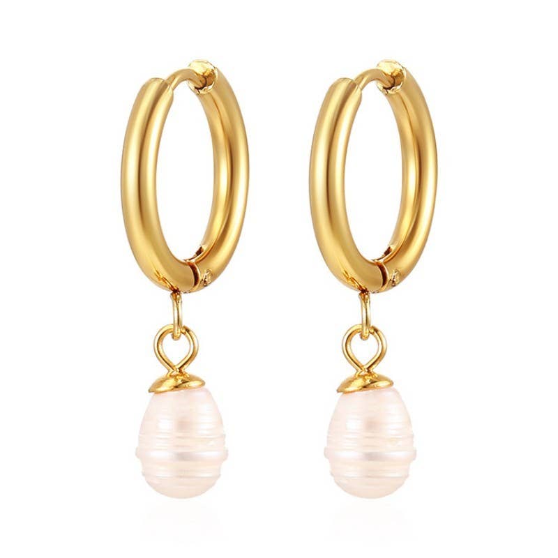 Dangling Pearl Earrings - Gold