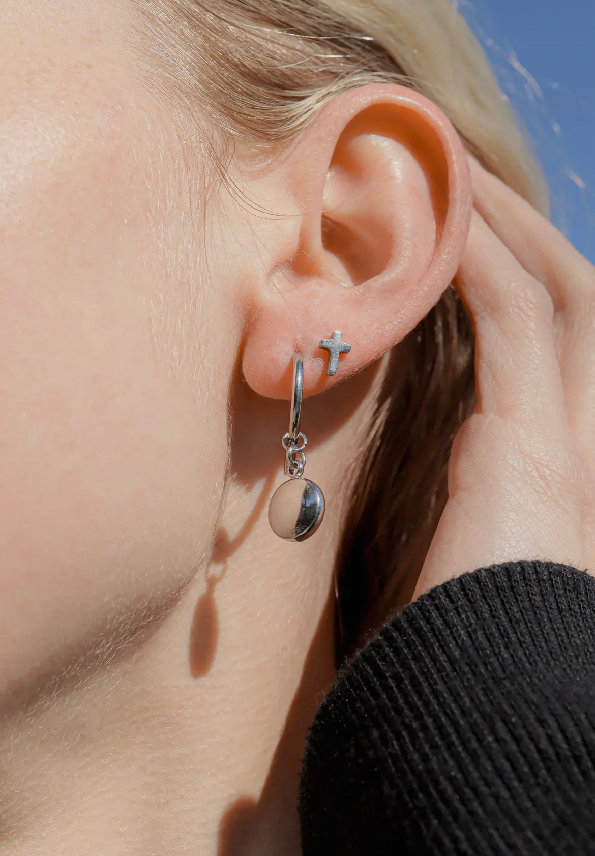 Stainless Steel Cross Stud Earrings