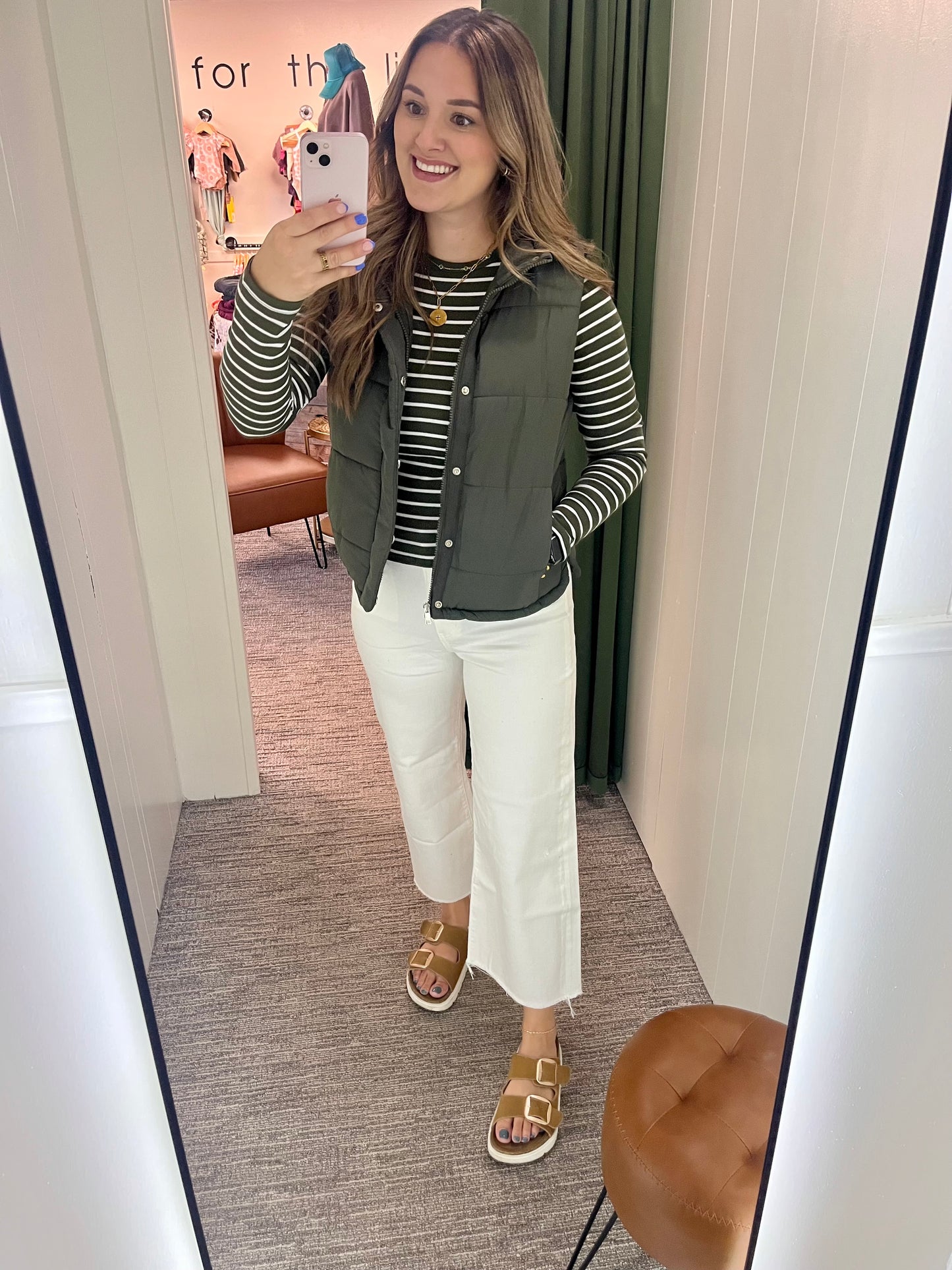 Lanae Striped Long Sleeve - Olive/White