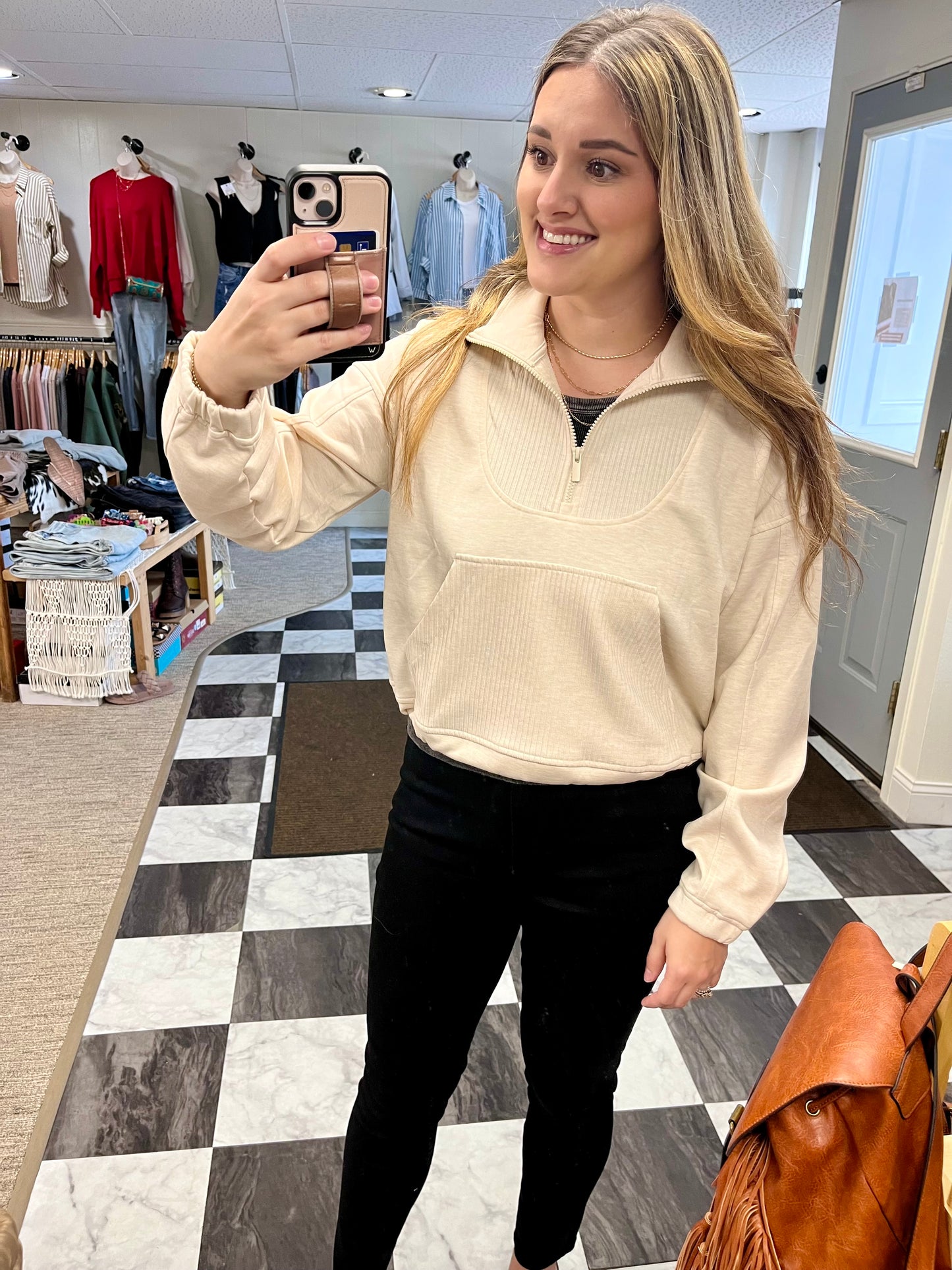 Toni Zip Sweatshirt - Cream