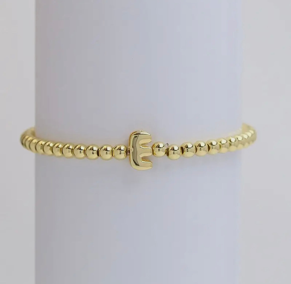 Initial Beaded Bracelet - Gold