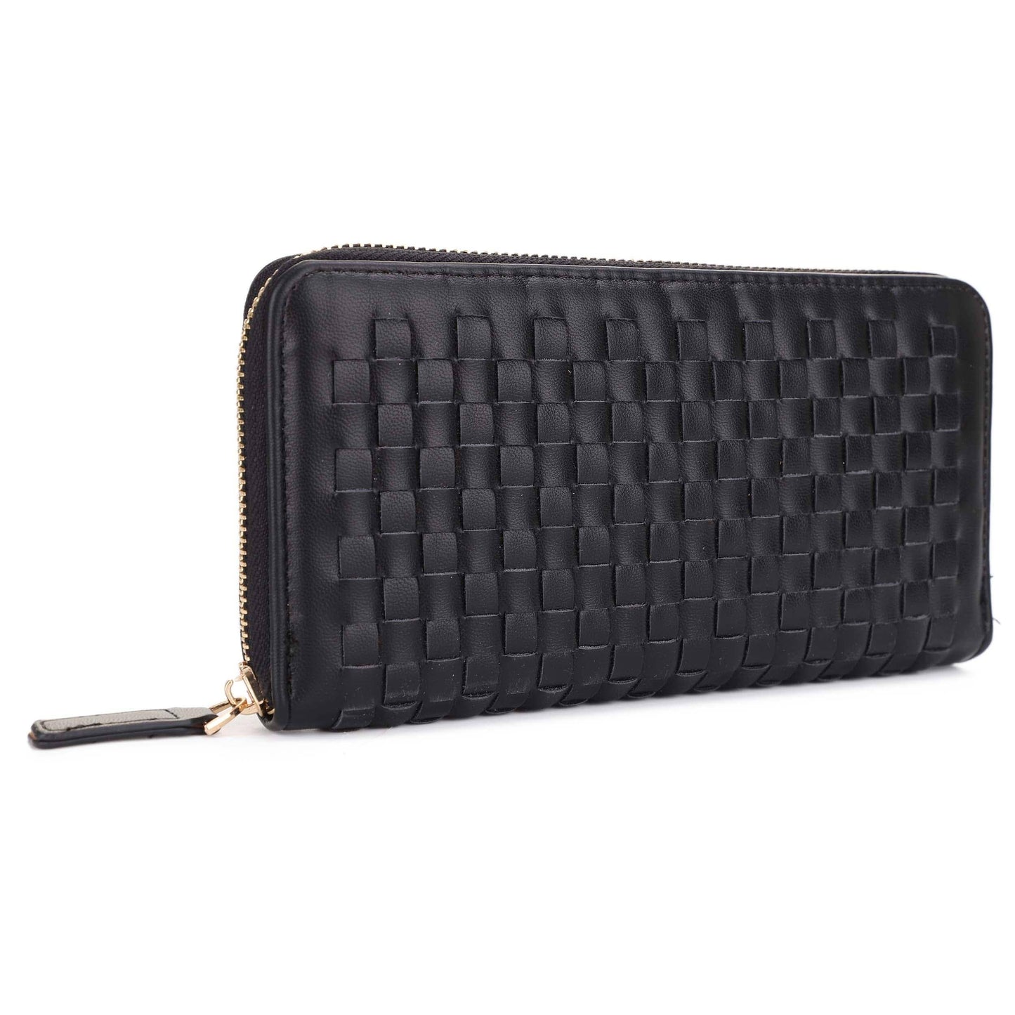 Yoona Woven Zip Wallet: Black