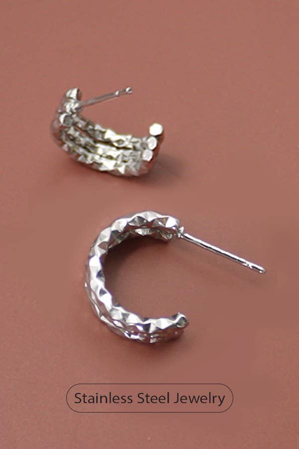 Hammered Huggie Hoop Earrings