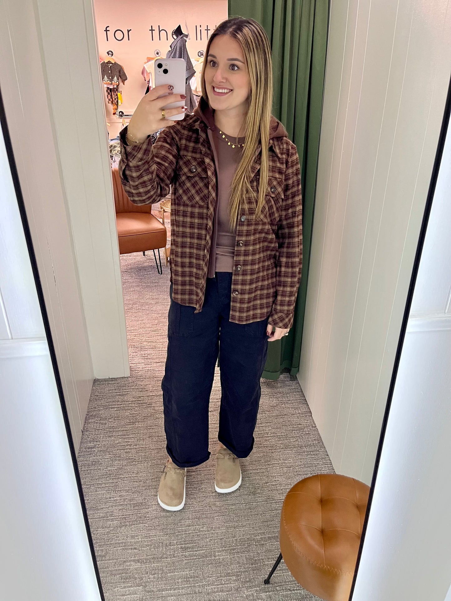 Meadow Hooded Plaid Jacket - Chocolate