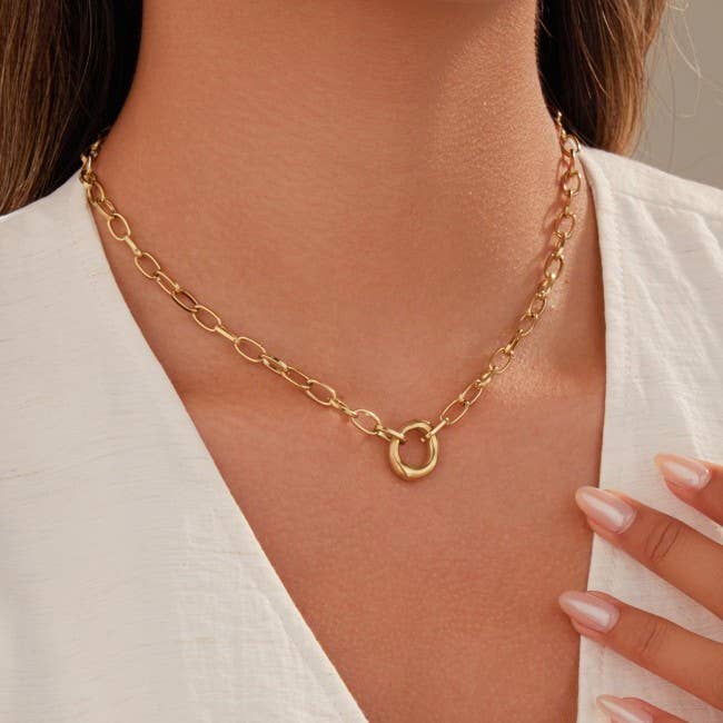 Chunky Oval Necklace - Gold