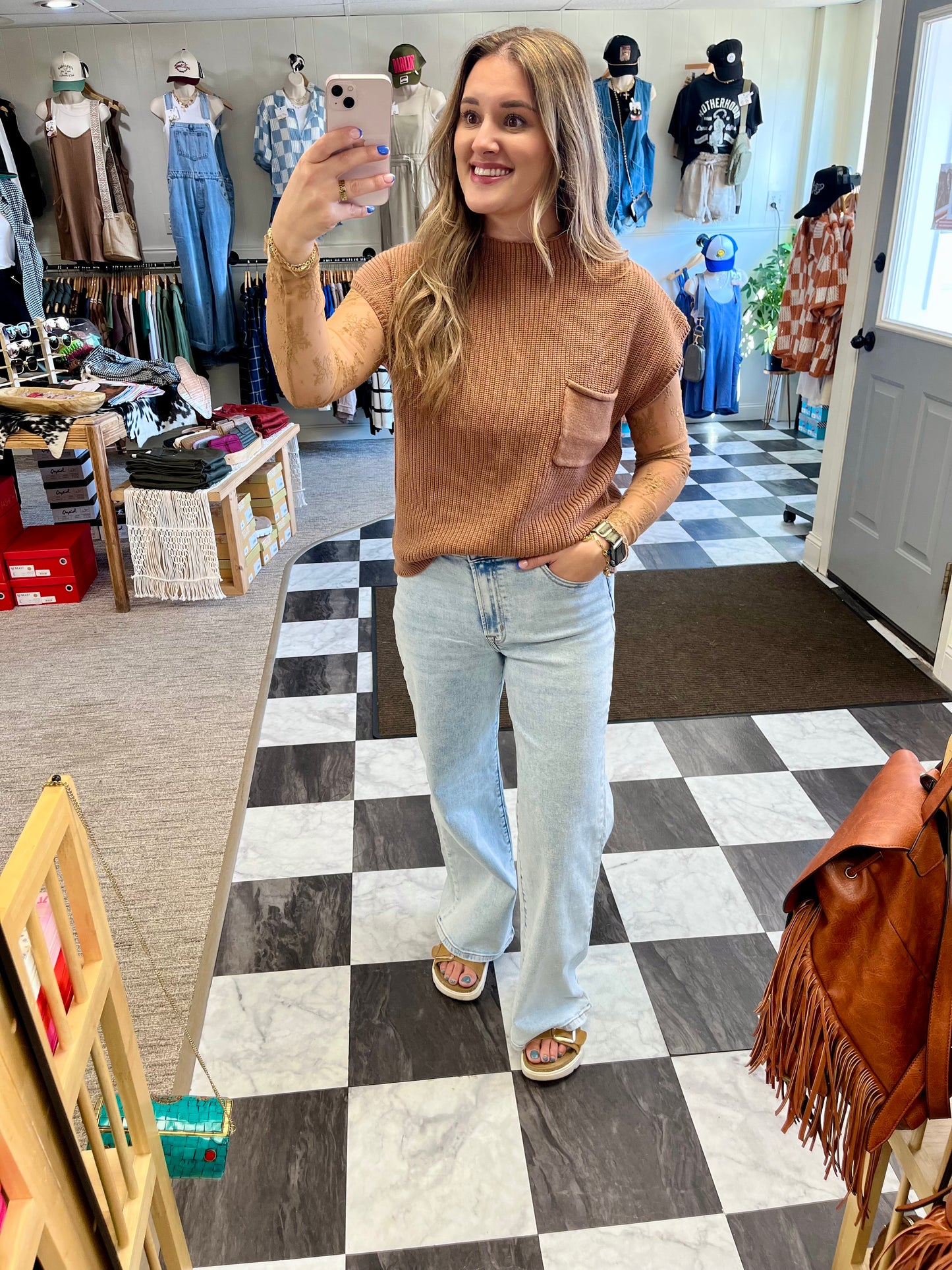 Dahlia Short Sleeve Sweater - Camel