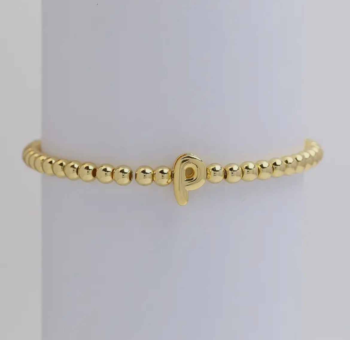 Initial Beaded Bracelet - Gold