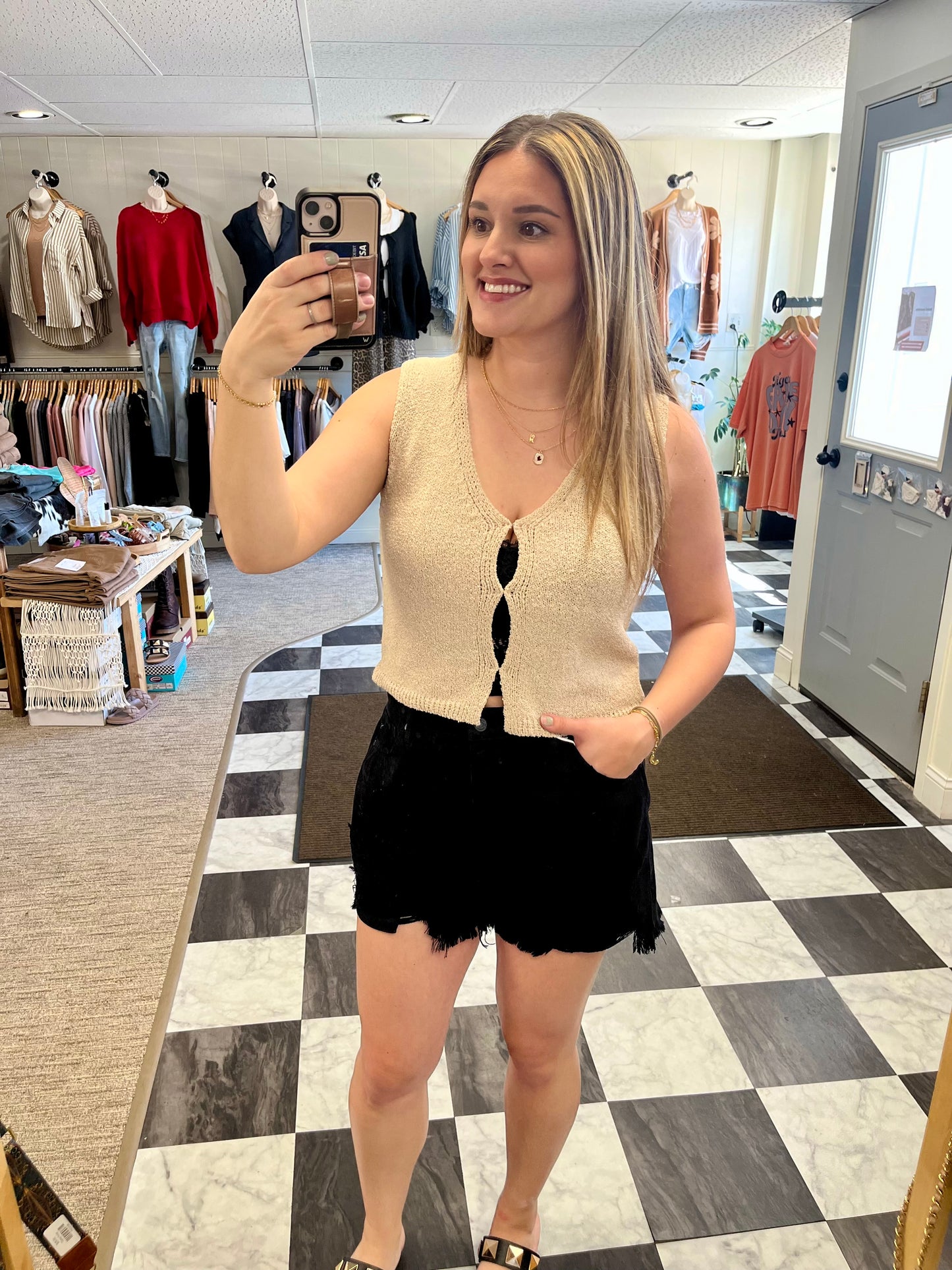Hallie Sweater Vest - Taupe