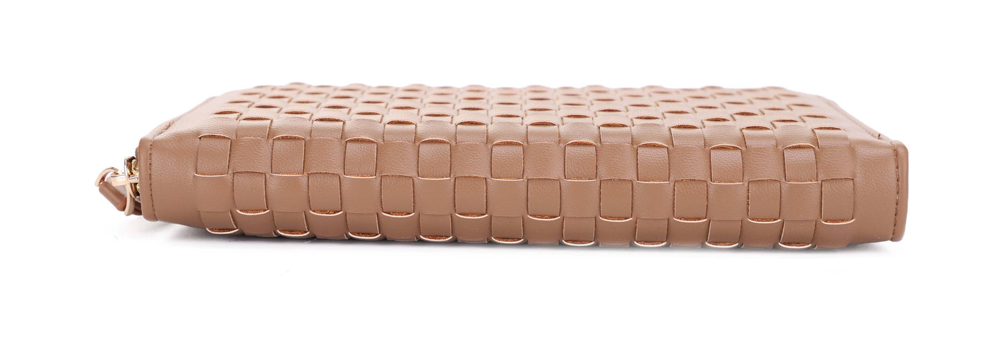 Yoona Woven Zip Wallet: Taupe