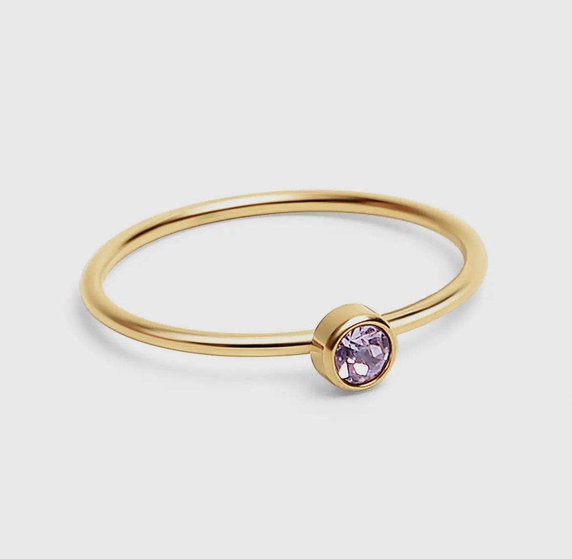 18K Gold Birthstone Stacking Ring