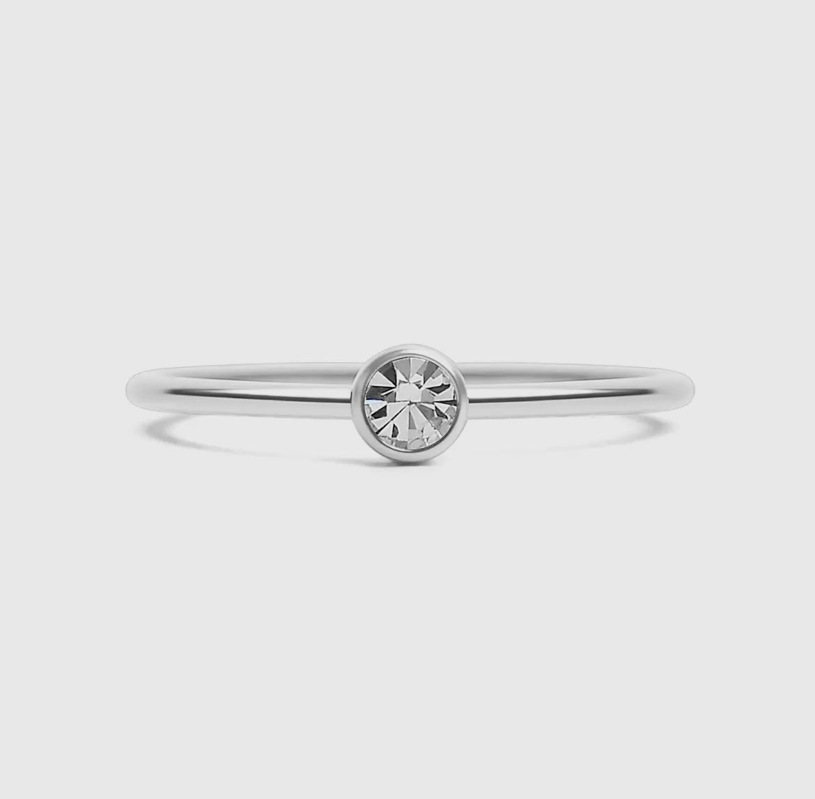 Stainless Steel Birthstone Stacking Ring