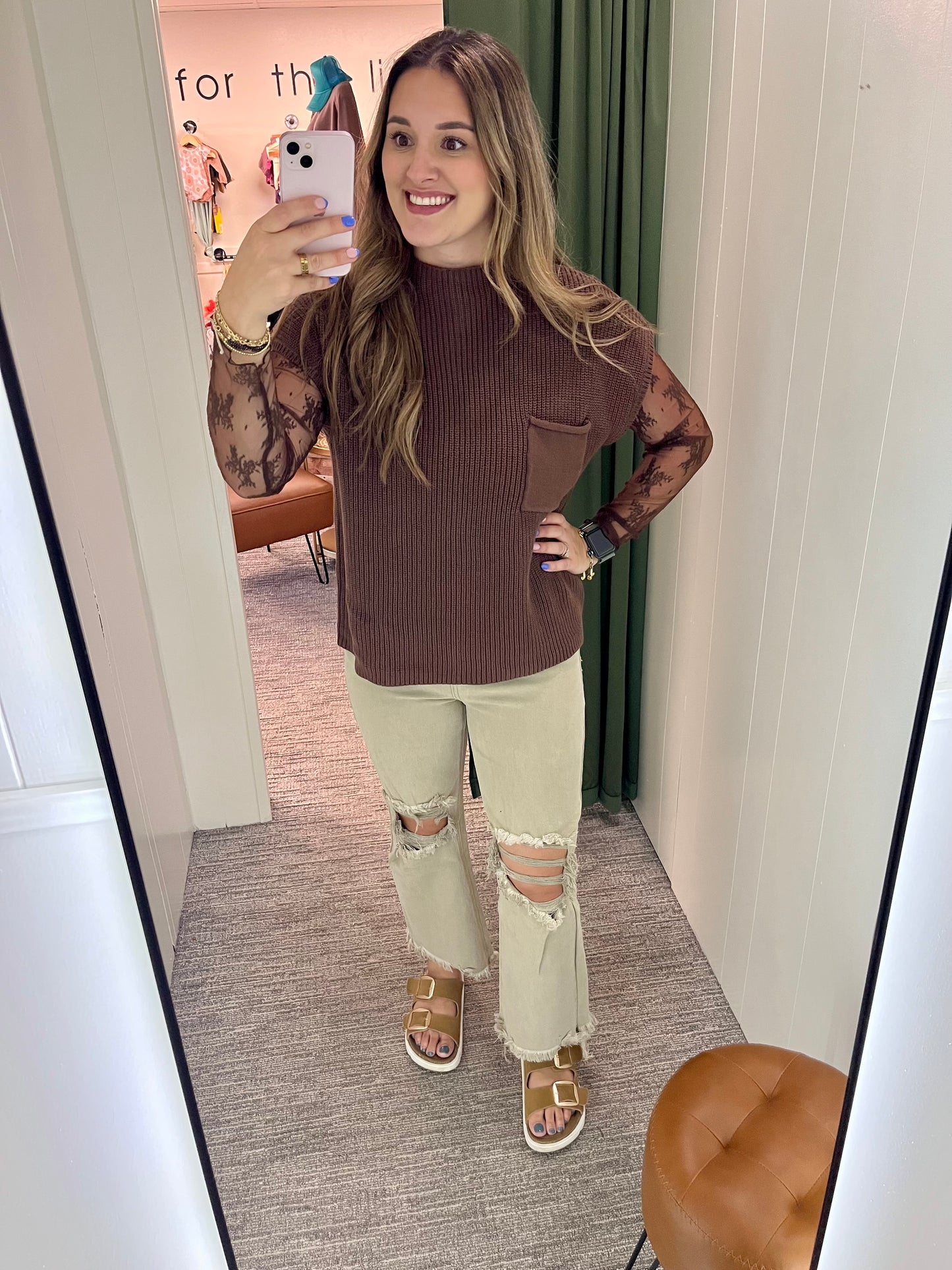 Dahlia Short Sleeve Sweater - Mocha