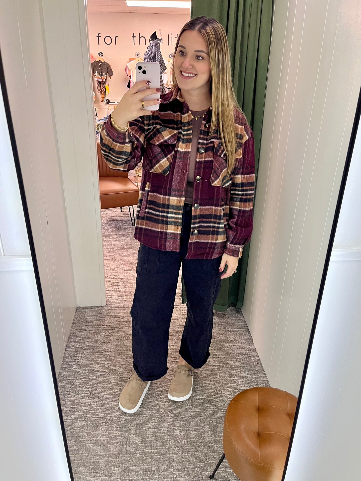 Valarie Plaid Button Down - Burgundy