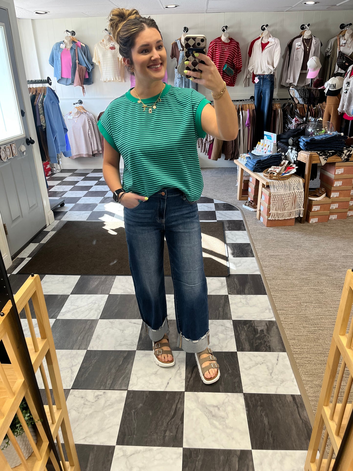 Taya Striped Set - Teal/Green