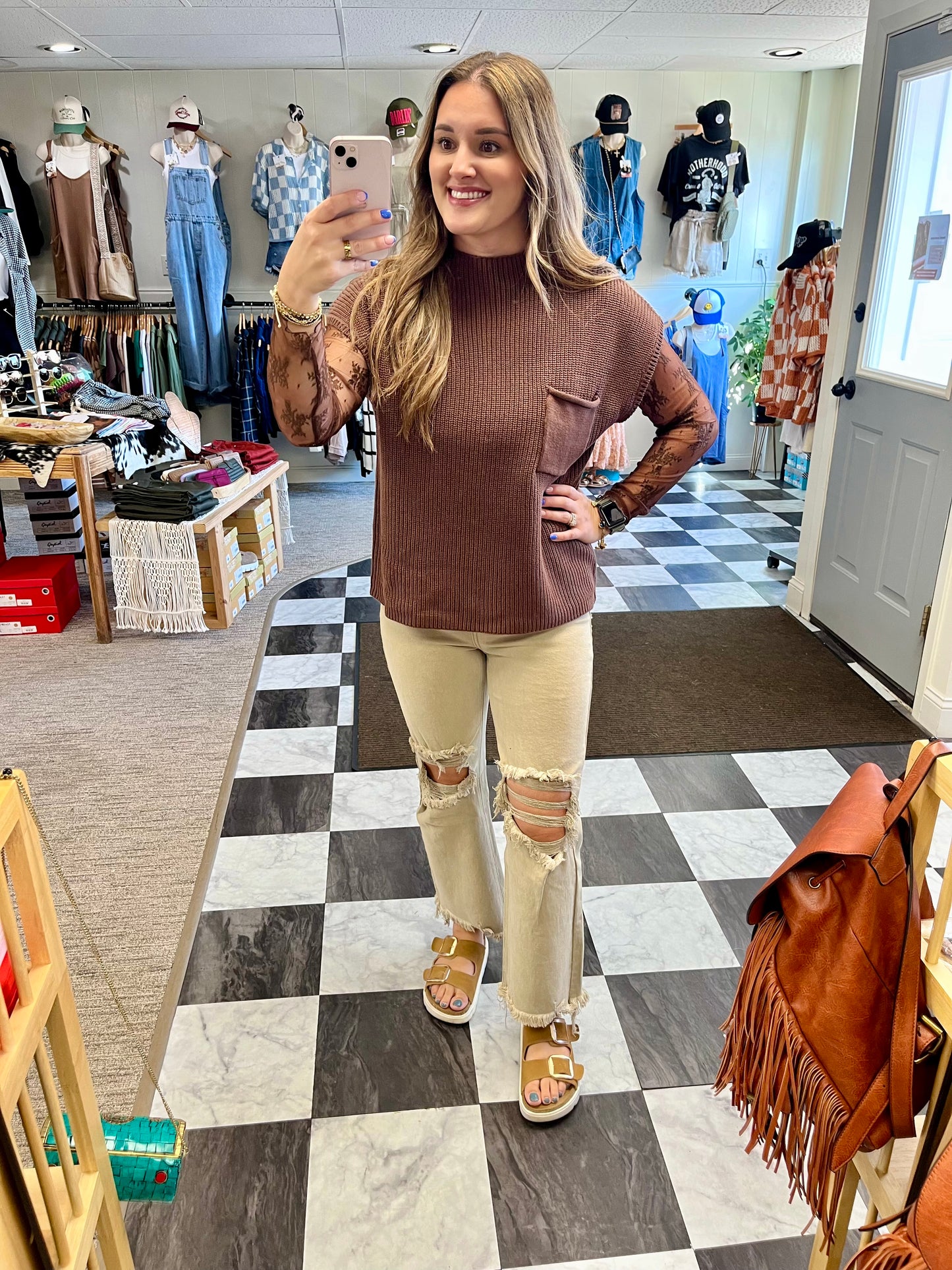 Dahlia Short Sleeve Sweater - Mocha