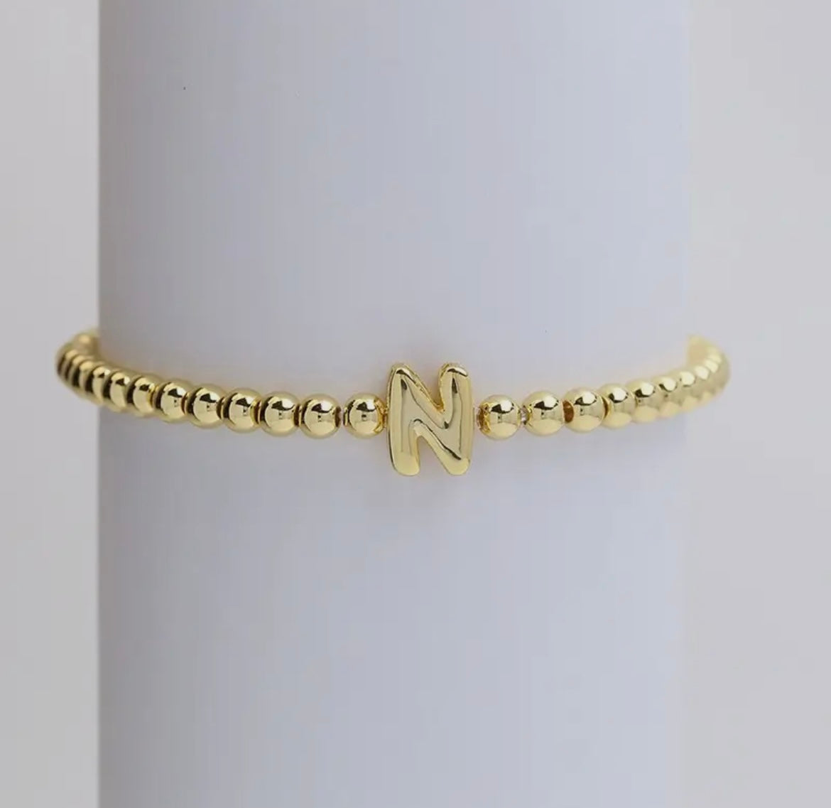 Initial Beaded Bracelet - Gold