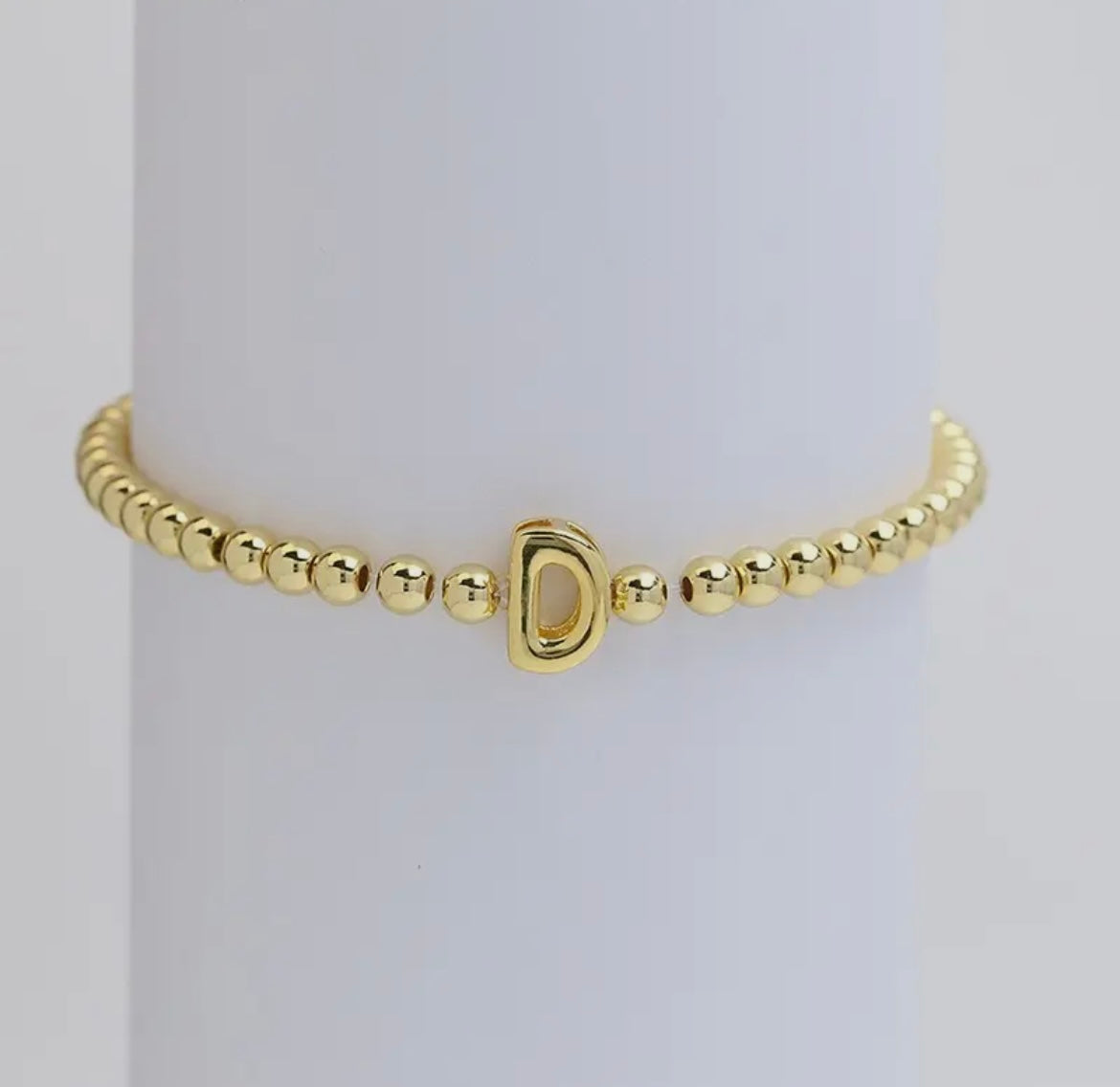 Initial Beaded Bracelet - Gold