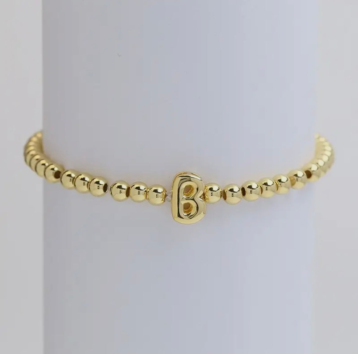 Initial Beaded Bracelet - Gold